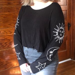 Boohoo sun, moon and star long sleeve top